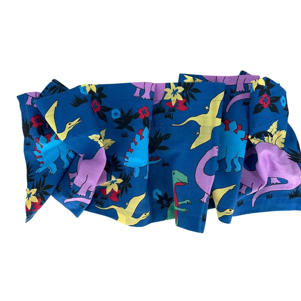 Dinosaur Window Valance Kids Blue Multicolor Novelty Print Retro‎ Kidcore